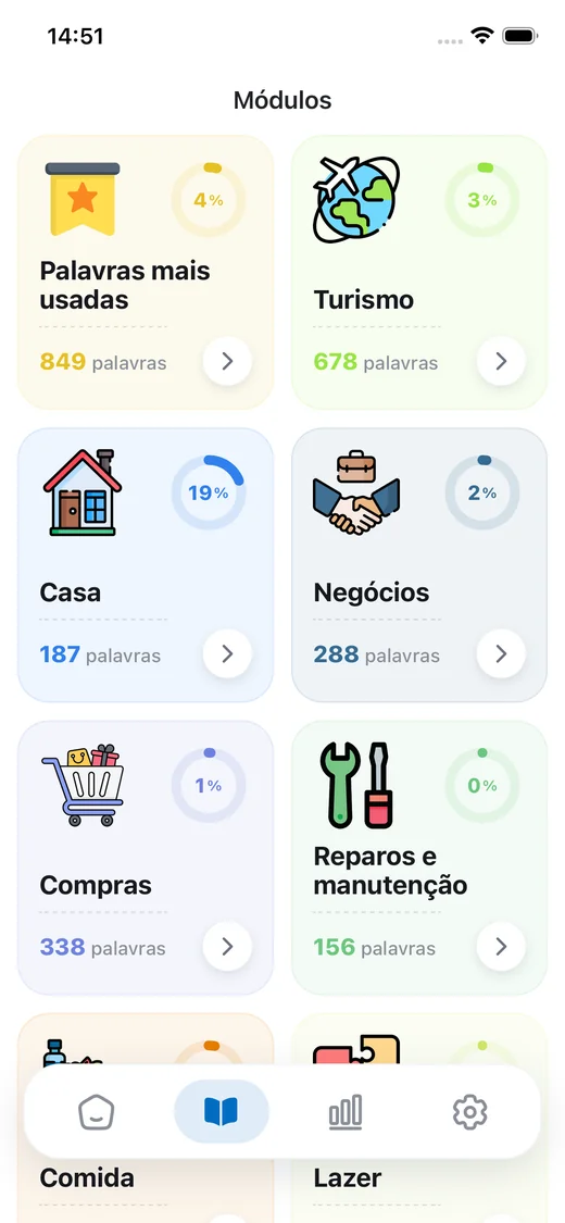 Módulos temáticos de vocabulário no English Progress